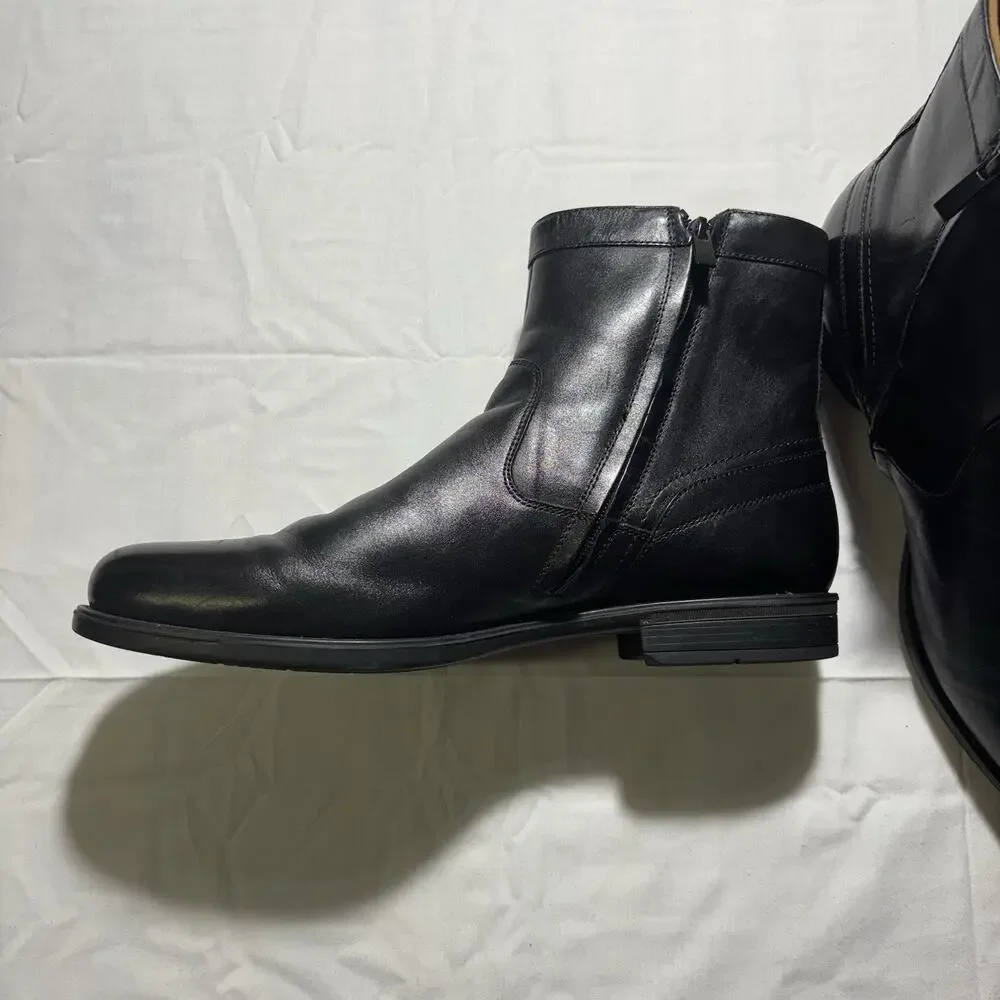Florsheim 12140-001 Mens 11 D Black Leather Side Zip Dress Ankle Boots
